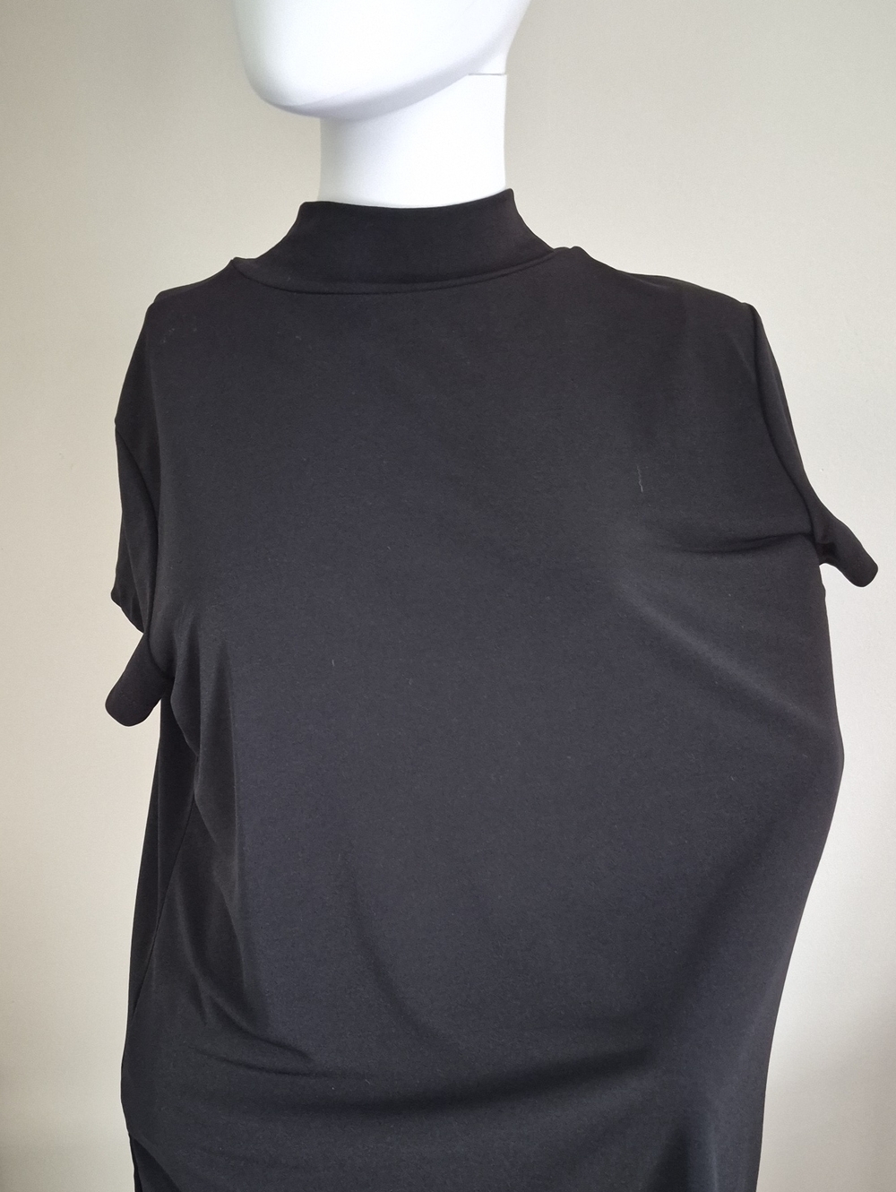 Susan Graver Black Mock Neck Short Sleeve Tee
